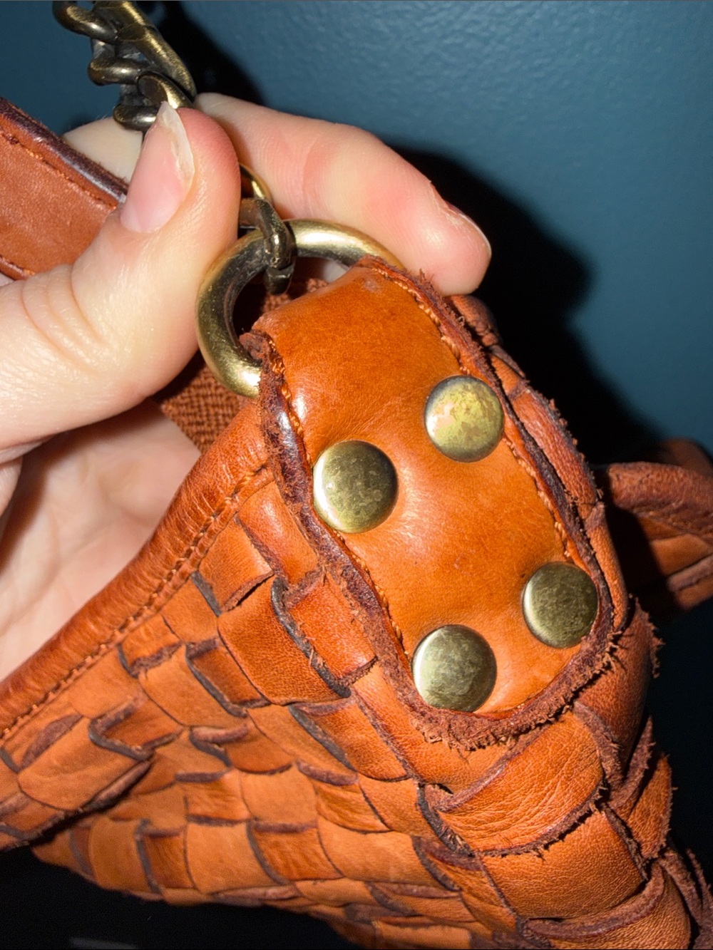 Marta Ponti Woven Shoulder Bag in Cognac - Picture 4 of 5